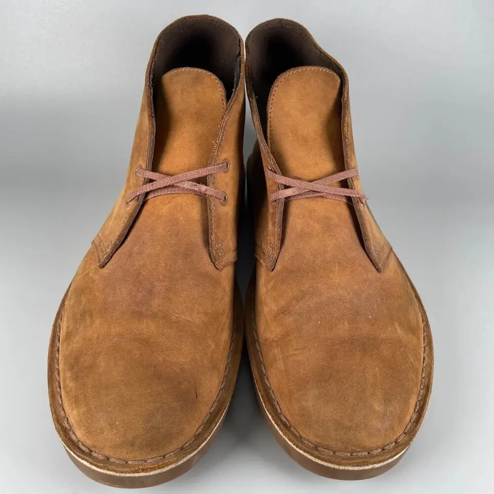 Clarks Men's Size 10 Brown Leather Lace Up Casual Ankle Chukka Boots Walking GUC